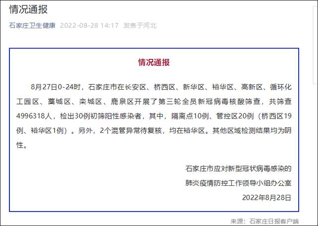 石家庄疫情开始时间查询：几号开始及哪天开始