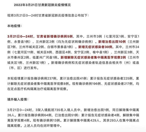 甘肃新增本土确诊病例及疑似病例情况汇总